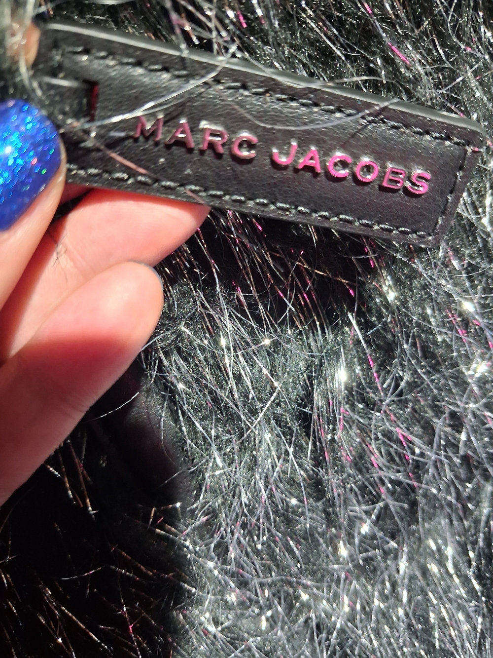 Marc Jacobs Black Shaggy Faux-Fur “Creature” Tote with Metallic Threads - Picture 2 of 7